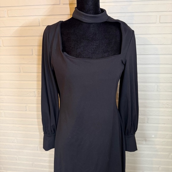Susana Monaco Black Choker Neck Cutout Fit & Flare Minidress, Women’s Size XL - Picture 3 of 13